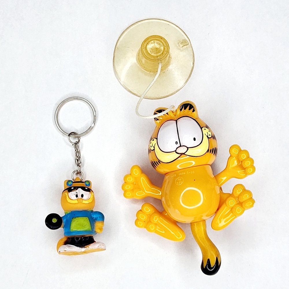 Vintage Garfield Window Cling & Keychain Figures